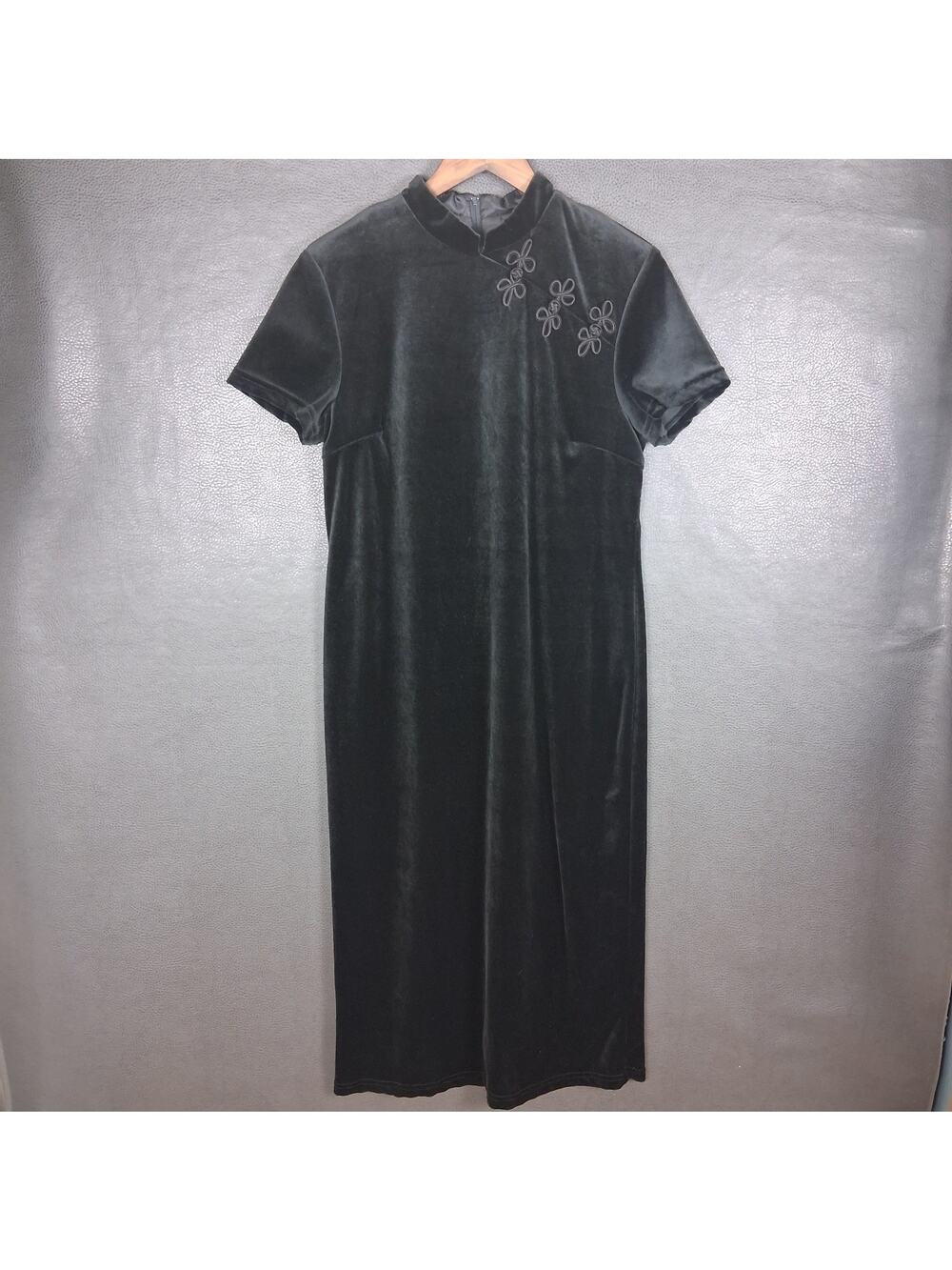 Betsys Things Dress Womens Large Petite Velvet Qipao Cheongsam Vintage USA Made